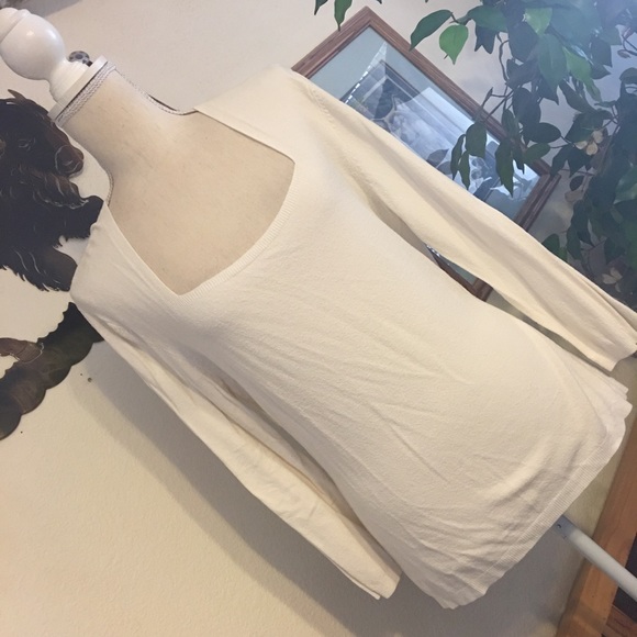 Hillard & Hanson cream soft stretchy sweater M - Picture 2 of 6